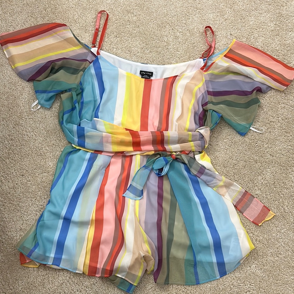 City Chic Plus Size 18 Gelato Stripe Romper